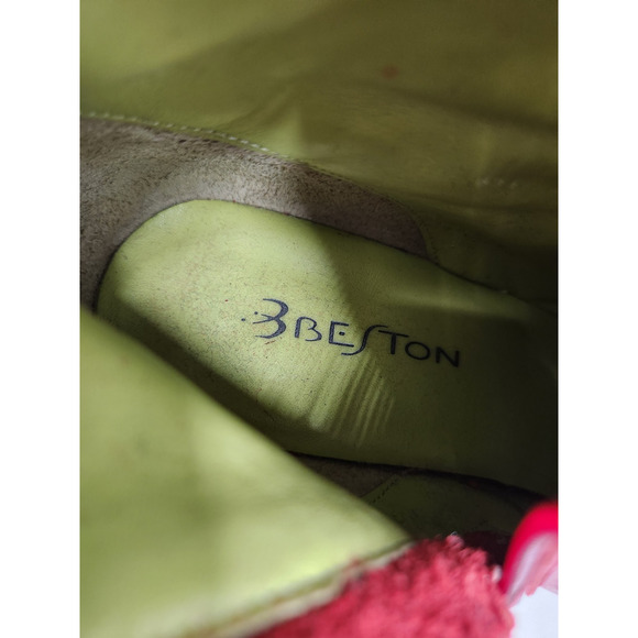 Vintage Beston Women's Red High Heels Tall Boots, Sz 7. Buckle/Rabbit Fur Accent - Picture 12 of 14